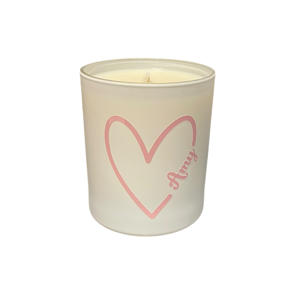 Soy Wax Scented Candle - Personalised Heart - white