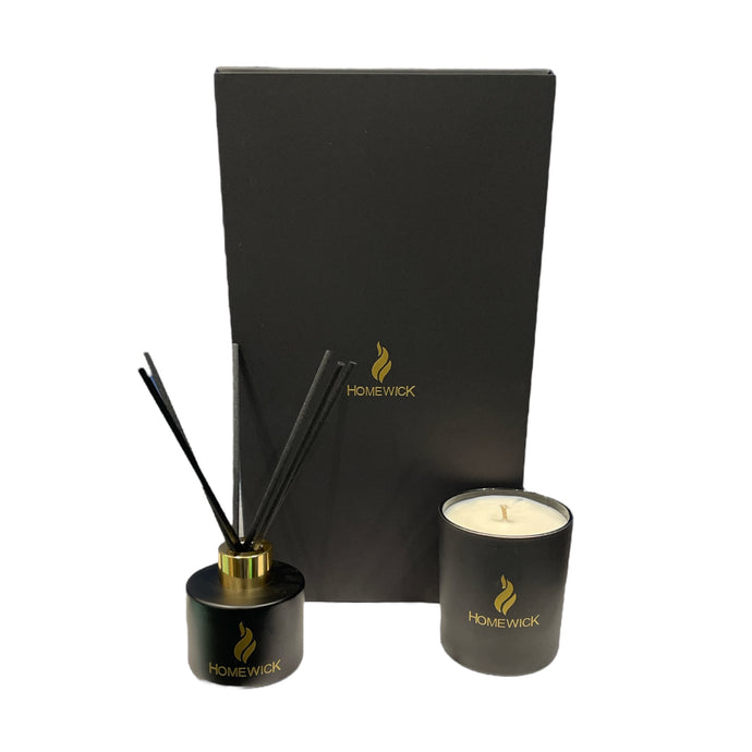 Soy Wax Scented Candle & Diffuser Gift Set - Black