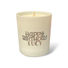 Load image into Gallery viewer, Soy Wax Scented Candle - Personalised Happy Birthday - white
